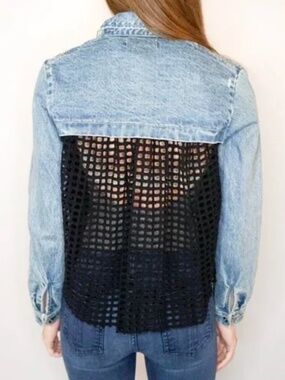 SEA New York Net Back Denim Jacket Blue Size 4